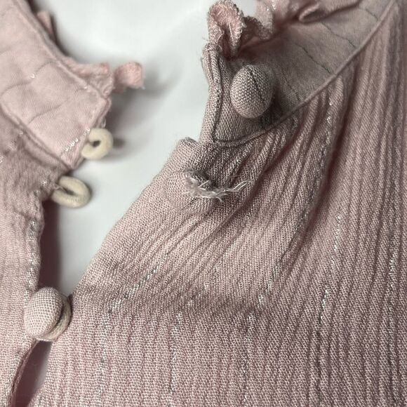 Aqua Short Sleeve Ruffle Mini Dress Pink & Silver Size Medium - Picture 6 of 6